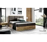 PRATO K11 dwuosobowe łóżko kontynentalne 200x200 z pojemnikiem, drewniana skrzynia